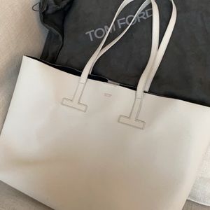 Tom Ford Saffiano Leather white tote